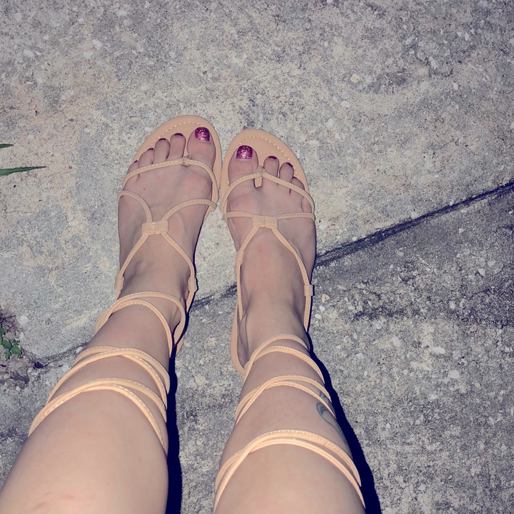 Tan gladiator sandals